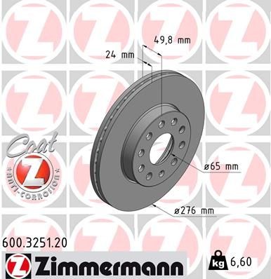 Bremseskive ZIMMERMANN 600.3251.20