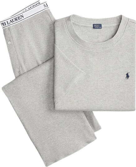 Polo Ralph Lauren Intimates Waffle Knit Pajama Set   Grey   S