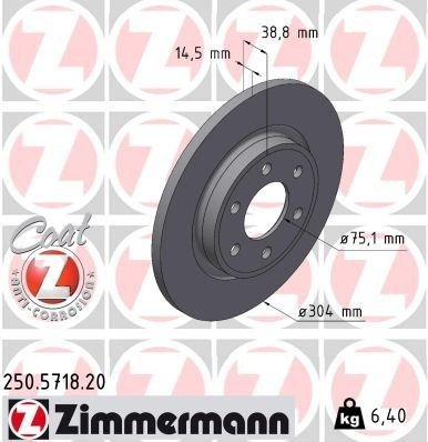 Bremseskive ZIMMERMANN 250.5718.20