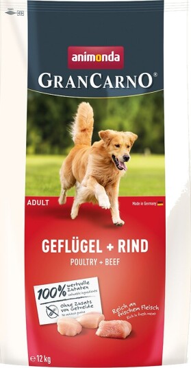 Animonda Grancarno Tørrfôr Adult Fjærkre + Storfekjøtt 2 X 12 kg