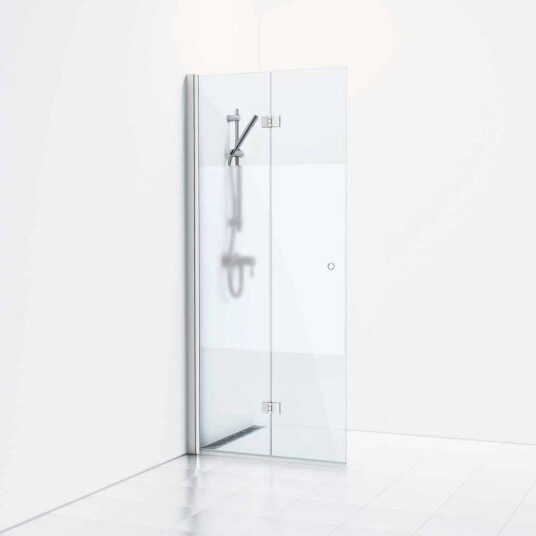 Svedbergs Skoga Dusjdør Leddet Matt Aluminium / 97cm Halvfrostet Glass