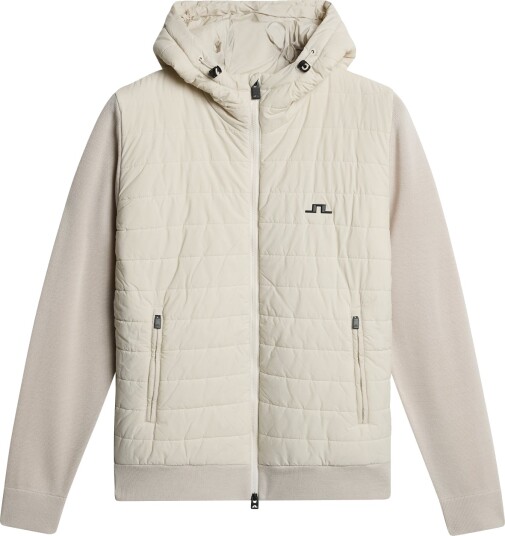 J. Lindeberg Ebbe Hybrid Knit Hoodie Beige L J. Lindeberg Ebbe Hybrid Knit Hoodie Beige L