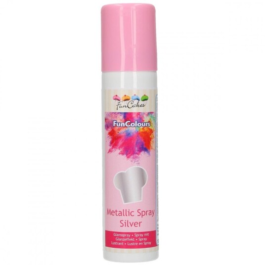Funcakes Metallic Spiselig Fargespray Sølv 100ml 