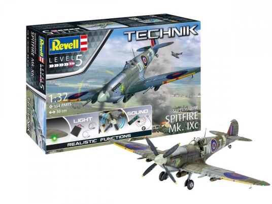 Revell Technik 1/32 Supermarine Spitfire Mk.IXc (m/LED-lys, Lyd-funksjon og Elektrisk Motor)