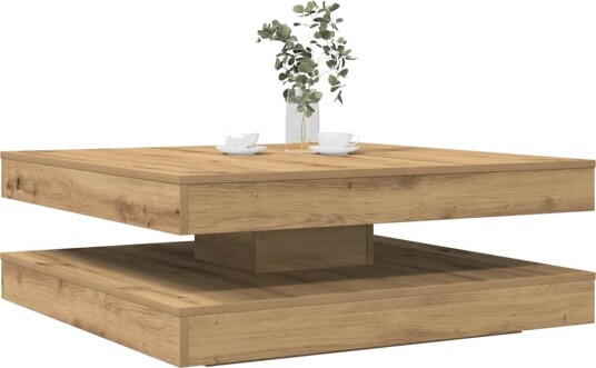 Salongbord 360 graders roterbart artisan eik 90x90x34,5 cm
