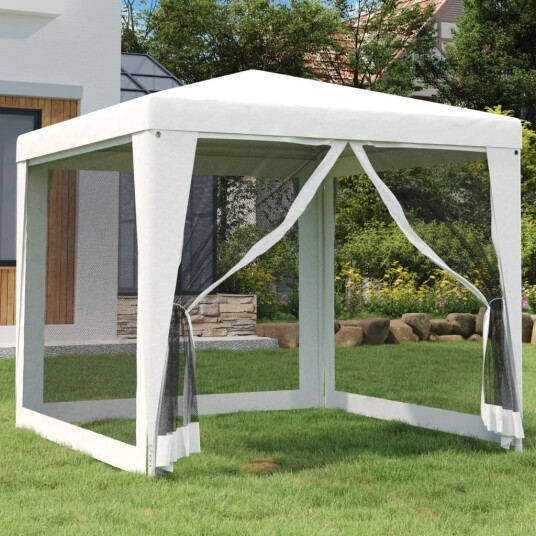 vidaXL Partytelt med 4 sidevegger av netting 2,5x2,5 m hvit vidaXL Partytelt med 4 sidevegger av netting 2,5x2,5 m hvit