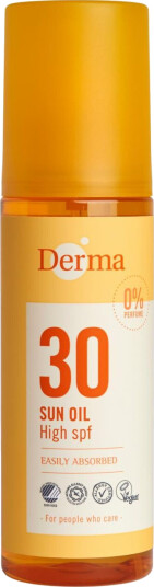 Derma Sololje SPF 30 150 ml - Vannbestandig og Vegansk Solkrem