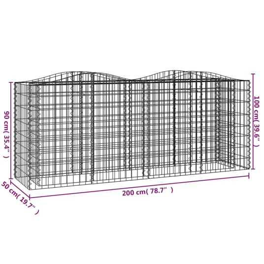 vidaXL Buet gabion høybed 200x50x100 cm galvanisert jern