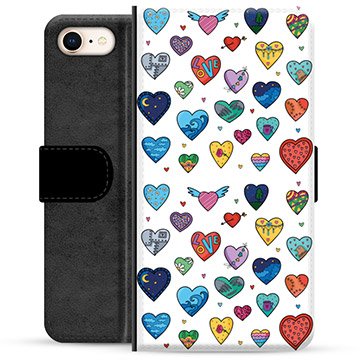 iPhone 7/8/SE (2020)/SE (2022) Premium Lommebok-deksel Hjerter