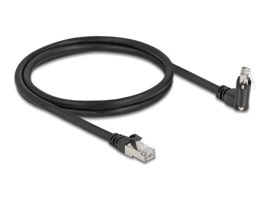 Delock Nettverkskabel Rj-45 Hann Til Rj-45 Hann Angled Rotating Screwable 1 M 7 Mm S/Ftp Cat 6 20 Mm Screw Distance Støtte For Gigabit Ethernet Svart