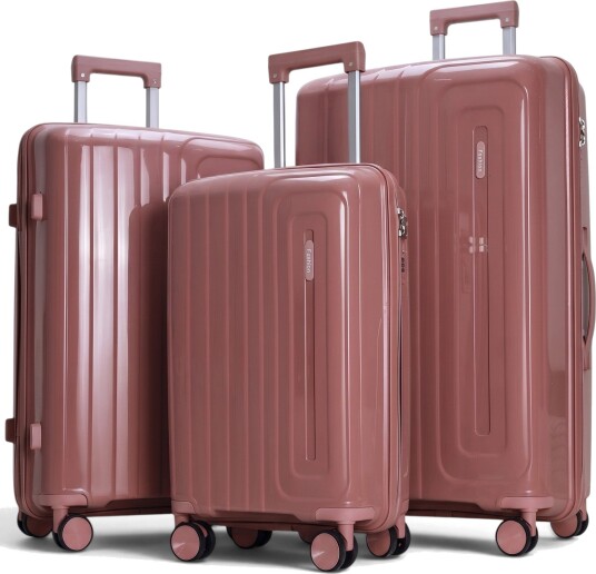 Koffertsett med 3 stk. - Hardcase lettvektskoffertsett i PP - Rosa Koffertsett med 3 stk. - Hardcase lettvektskoffertsett i PP - Rosa
