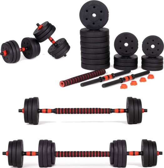 Justerbare manualer 2x 15kg vektstangsett 30kg stang Justerbare manualer 2x 15kg vektstangsett 30kg stang