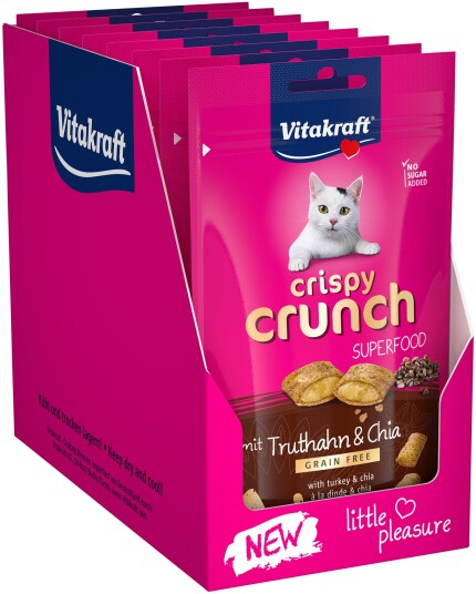 Vitakraft Cat Treats 9 X Crispy Crunch With Turkey And Chia Seeds 40G (Bundle)