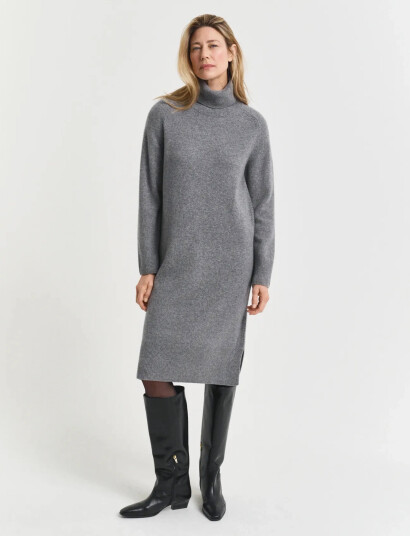 GANT Detail Turtleneck Dress - Grey - XXL GANT Detail Turtleneck Dress - Grey - XXL