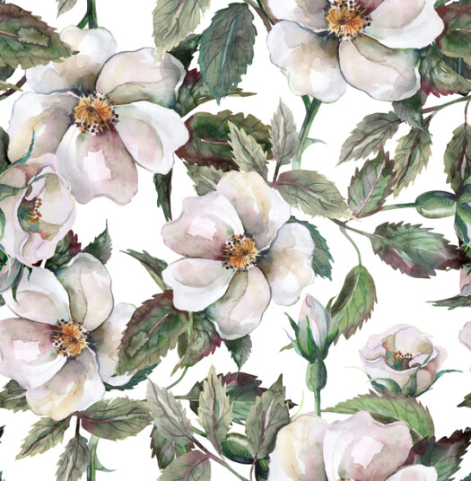 Fototapet Hvite og rosa blomster Fototapet Hvite og rosa blomster