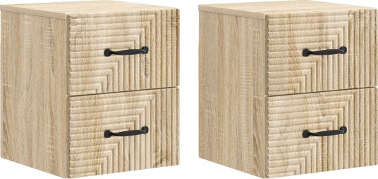  Vegghengt Nattbord med skuff 2 pcs Sonoma eik 34,5 x 33 x 40 cm