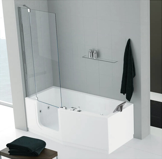 Novellini Skjermvegg til Iris badekar 840x1500 mm, Venstre, Klart glass