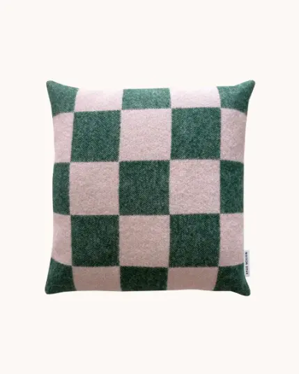 Maison Deux Checkerboard Putetrekk 50x50 Mørk Grønn/Rosa
