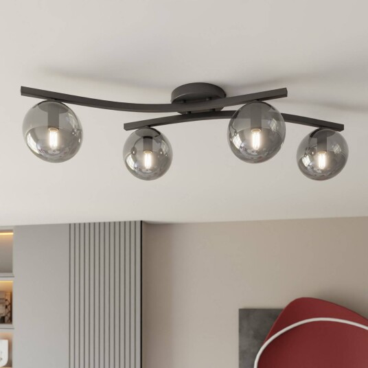 Emibig Lighting OPUS taklampe lengde 84 cm røykgrå/svart 4 lyskilder.
