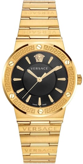 Versace Dameklokke VEVH00820 Greca Logo Sort/Gulltonet stål Ø38 mm