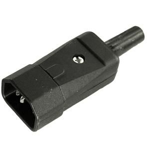 Kaiser C14 Plug. 70µ. 10 A. Black - Straight Kaiser C14 Plug. 70µ. 10 A. Black - Straight