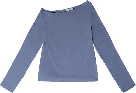 Mango Teen Asymmetric Cable Knit T Shirt   MEDIUM BLUE   XXS