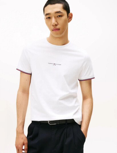 Tommy Hilfiger Tommy Logo Tipped Tee - White - XXL Tommy Hilfiger Tommy Logo Tipped Tee - White - XXL