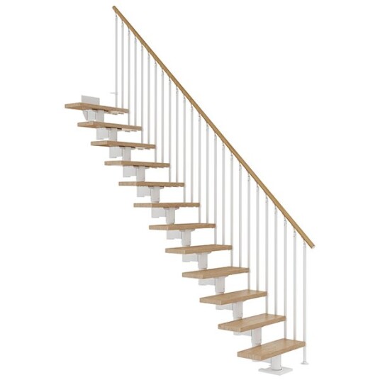 Dolle Cork Rett Trapp Hvit -classic Iii-lakkert Eik-11 - Loddrett Høyde 222 270 Cm
