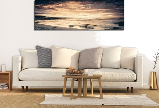 Tavle Beach In Crete 1 Part Narrow Yellow 120X40 Artgeist sp. z o. o.
