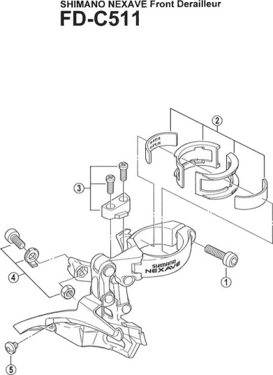 Shimano Nexave justeringsskrue og plade til FD-C511