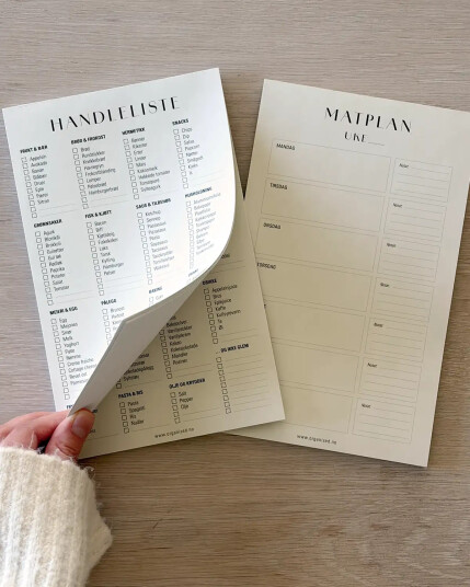 Handleliste + Matplan Handleliste + Matplan