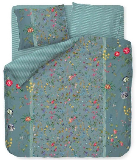Pip Studio Sengetøy dobbeltdyne 200x200cm - Petites fleurs blue - Sengesett med 2 i 1 design - 100% bomull -  sengetøy