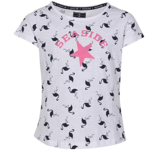 Seaside Flamingo Tee Jr White 110 T-Shirts