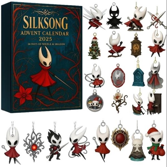 Hollow Knight Julekalender – 25 dagers adventskalender med 2D akryl ikonisk figur samleobjekt juletrepynt perfekt julegave