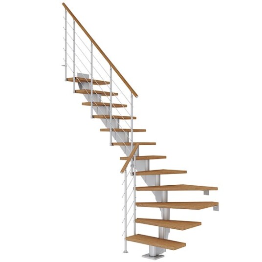 Dolle Hamburg L-trapp I Pearl Grey-style 6-oljeret Eik-85-11 - Loddret Høyde Op Til 258 Cm