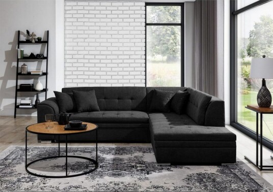 Seksjonssofa Eltap Pieretta 260x207x78 cm Poco 10 Svart Høyre