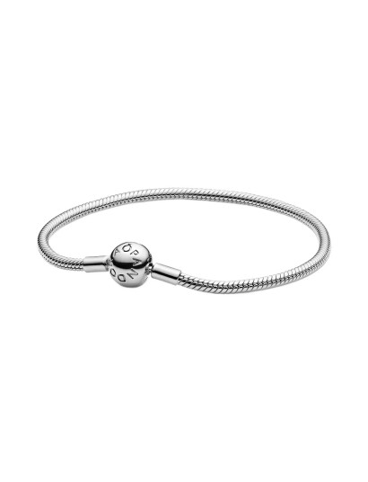 Pandora Snake Chain Silver Bracelet With Round Clasp - Silver - 16 CM Pandora Snake Chain Silver Bracelet With Round Clasp - Silver - 16 CM