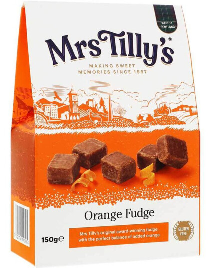 Mrs Tilly"s Scottish Orange Fudge   Fudge med Appelsinsmak i Gaveeske 150 gram