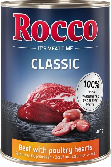 Rocco Våtfôr Classic Storfekjøtt Med Fjærkrehjerter 6 X 400 G