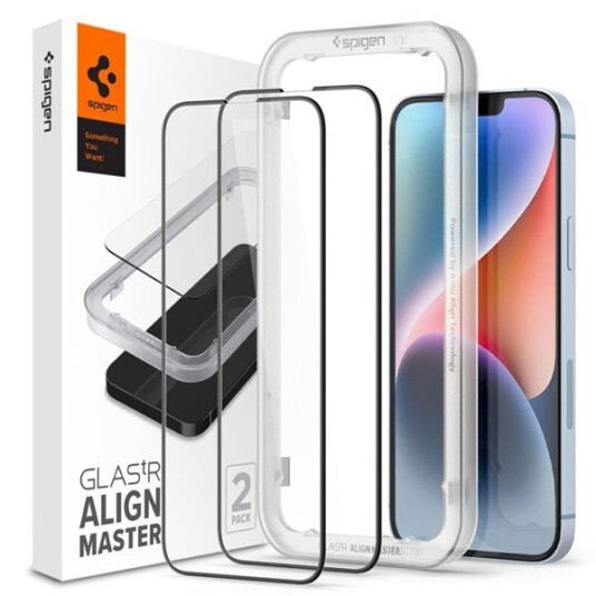 Spigen Skjermbeskyttelse 2-Pack for iPhone 13/13 Pro/14 - Svart