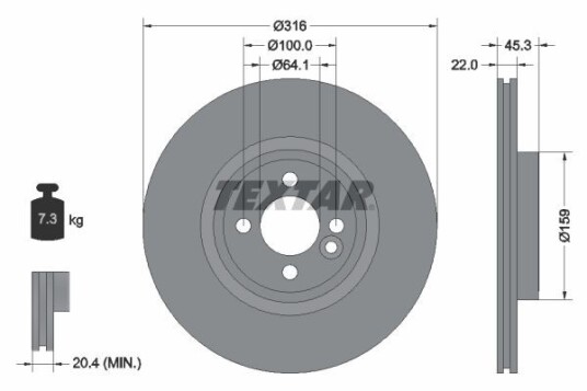 Bremseskive TEXTAR 92255003