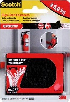3M Scotch Extreme Fasteners 25mmx75mm black  2x2 