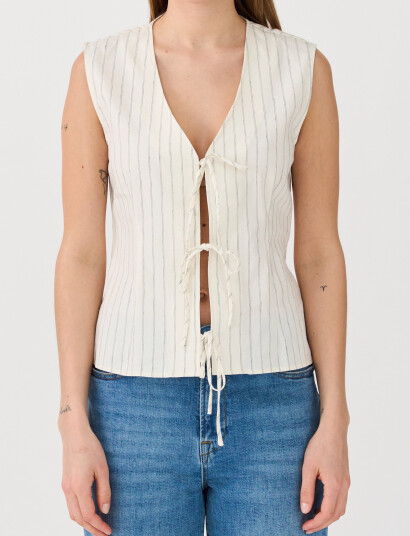 IVY Copenhagen Ivy-Carina Tie Vest - Cream - 42