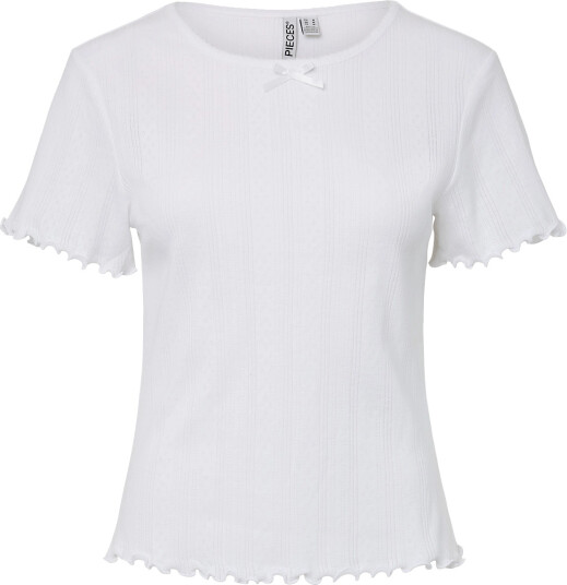 Pieces Pcnilla Ss Pointelle Top Jrs White S