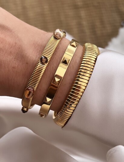By Jolima Coco Bangle Small Gold Gold ONE SIZE