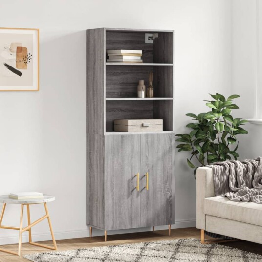 vidaXL Highboard grå sonoma 69,5x34x180 cm konstruert tre 8720845926106