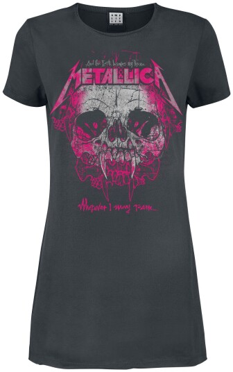 Metallica Kort kjole Amplified Collection Wherever I May Roam Pink Ink S til XXL Damer koksgrå