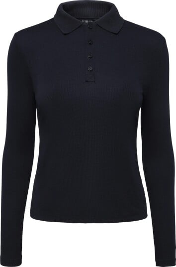 Lauren Ralph Lauren Rib Knit Long Sleeve Polo Shirt Navy L