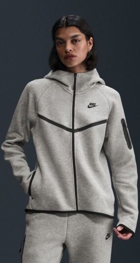 Nike Hettegenser Tech Fleece FZ Windrunner   Grå/Svart Kvinner størrelse Large