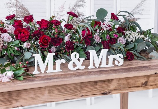 PartyDeco Trebokstaver Mr & Mrs
